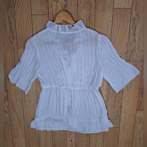 NY Collection White Ruffle Blouse Size M - Picture 6 of 7